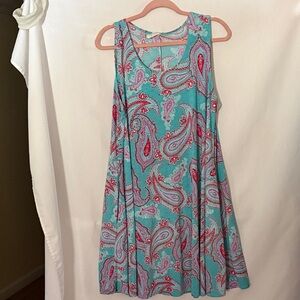 No Name Sleeveless Aqua Paisley Swing Dress, Size 2X, NWOT, MAKE AN OFFER!!!